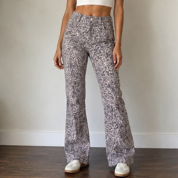 Pilcro Pants - Pilcro Leopard Animal Print Flare Pants 32 Boho Festival y2k Retro Indie 70s
